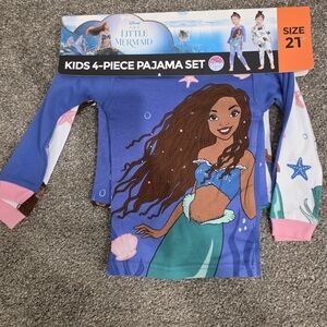 Disney The Little Mermaid Girls 4-Piece Pajama Set - Blue & Teal Mermaid Print